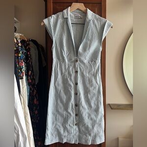 UO Light Blue Gingham Button-Front Women’s Dress XS
